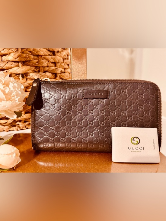 Gucci Other - Gucci bronze microguccissima patent leather Large zip around wallet